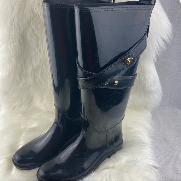 COACH RAIN TALL BOOTS SIZE 7 BLACK COLOR - Picture 2 of 11